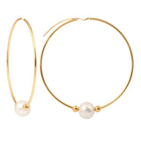 Pearls 18 Carat Yellow Gold Hoop Earrings 