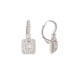 Emerald Cut Effect Diamonds 18 Carat White Gold Earrings