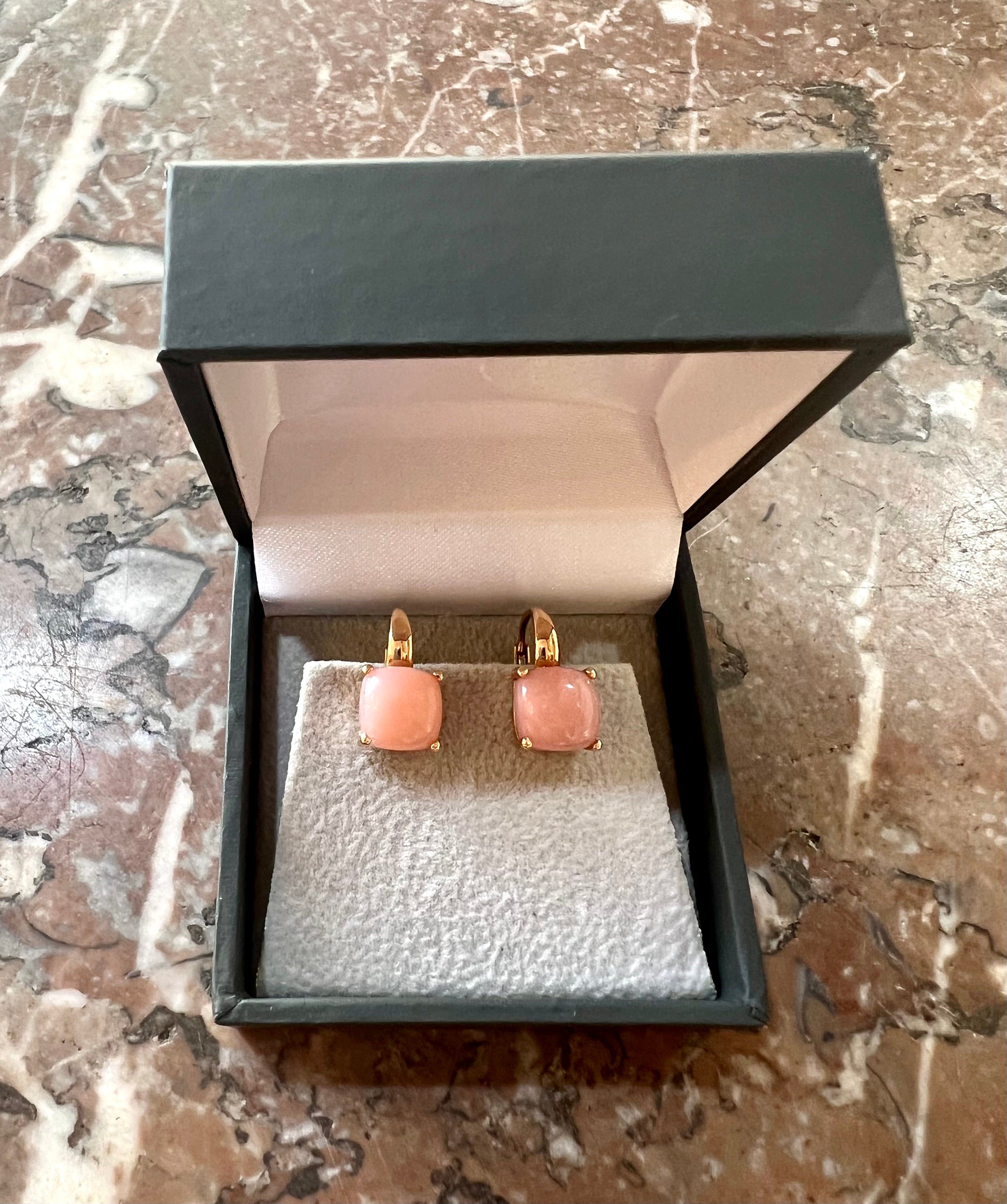 Pink Opal 18 Carat Rose Gold Earrings 