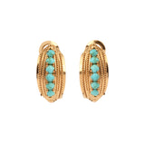 Vintage Turquoise 18 Carat Rose Gold Earrings