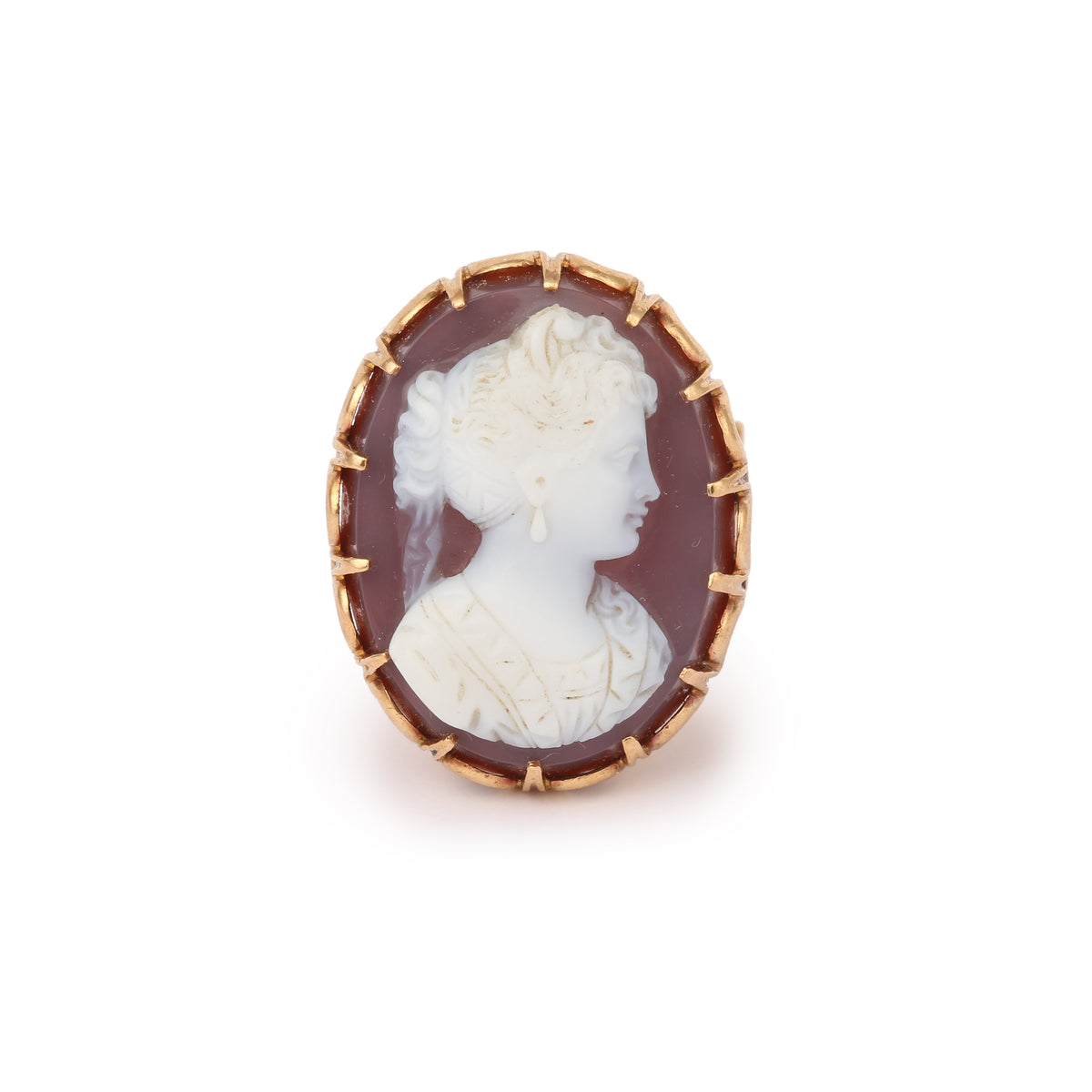 Bague Ancienne Camée Agate Or Jaune 18 Carats
