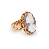 Bague Ancienne Camée Agate Or Jaune 18 Carats