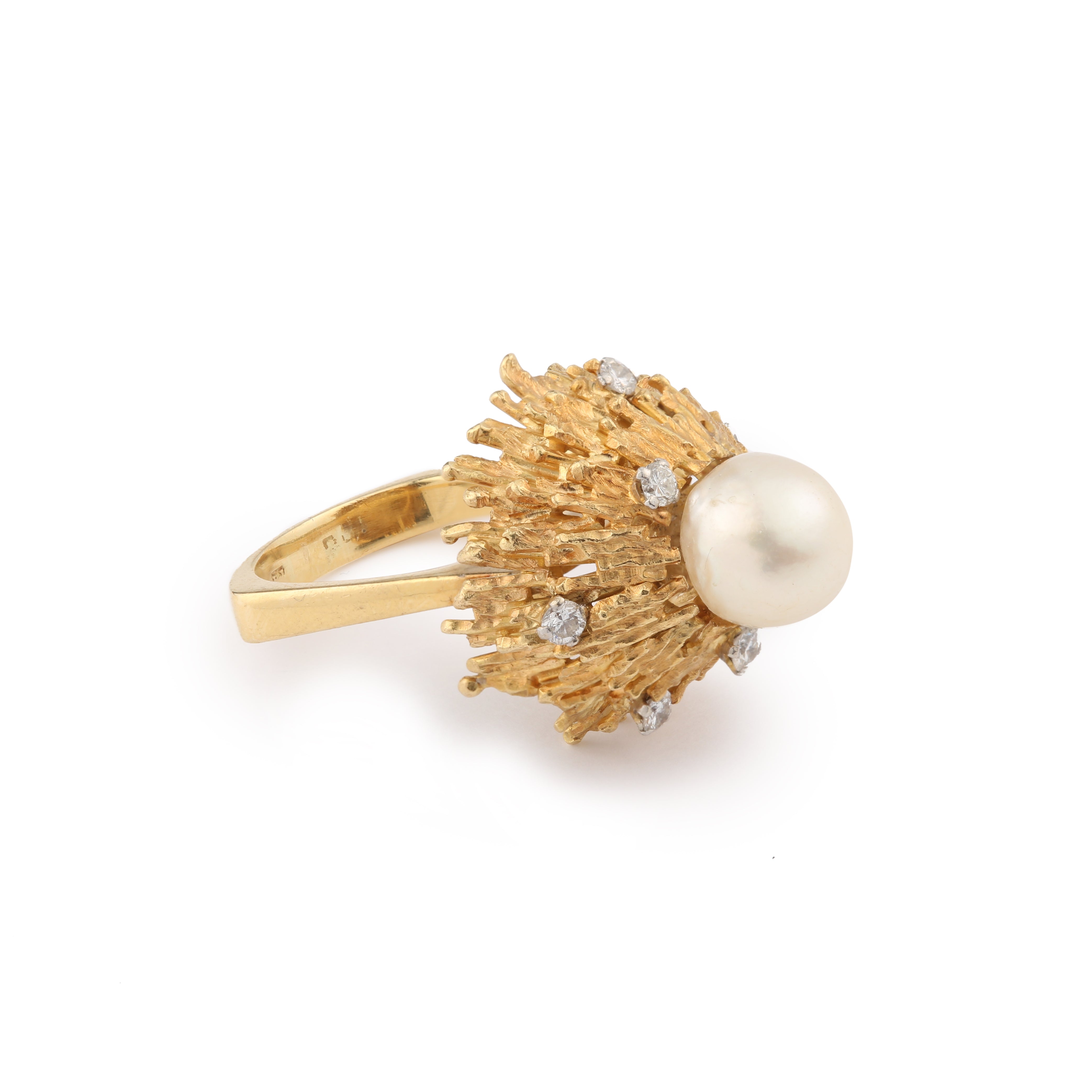 Andrew Grima Pearl Diamonds 18 Carat Yellow Gold Ring