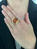 Bague Tank Citrine Madère 13 Carats Or Jaune Or Gris 18 Carats