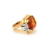 Bague Tank Citrine Madère 13 Carats Or Jaune Or Gris 18 Carats