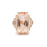 Bague Cocktail Morganite 15 Carats Diamants Or Rose 18 Carats