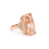 Bague Cocktail Morganite 15 Carats Diamants Or Rose 18 Carats