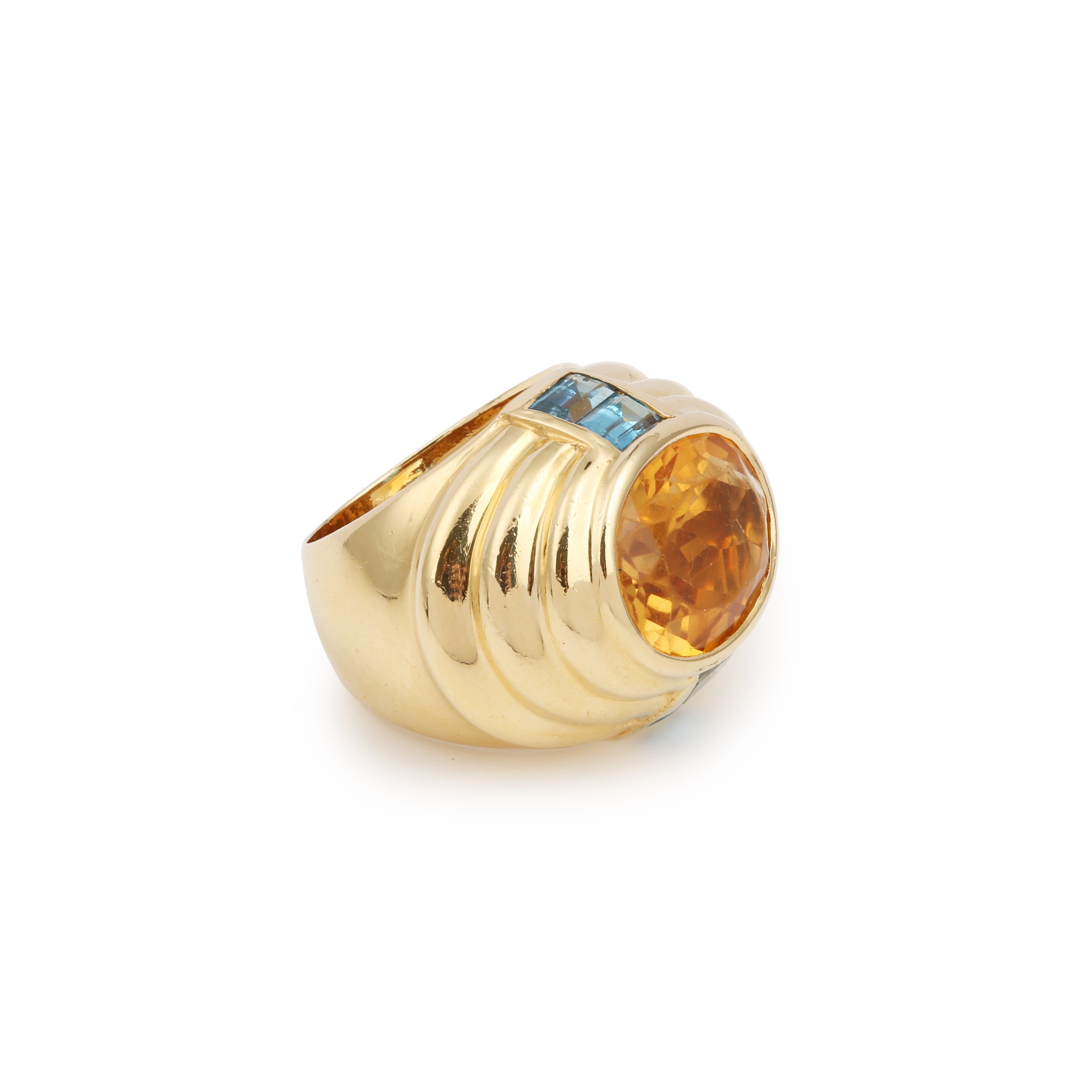 Fred Vintage Cocktail Citrine Topaz 18 Carat Yellow Gold Ring