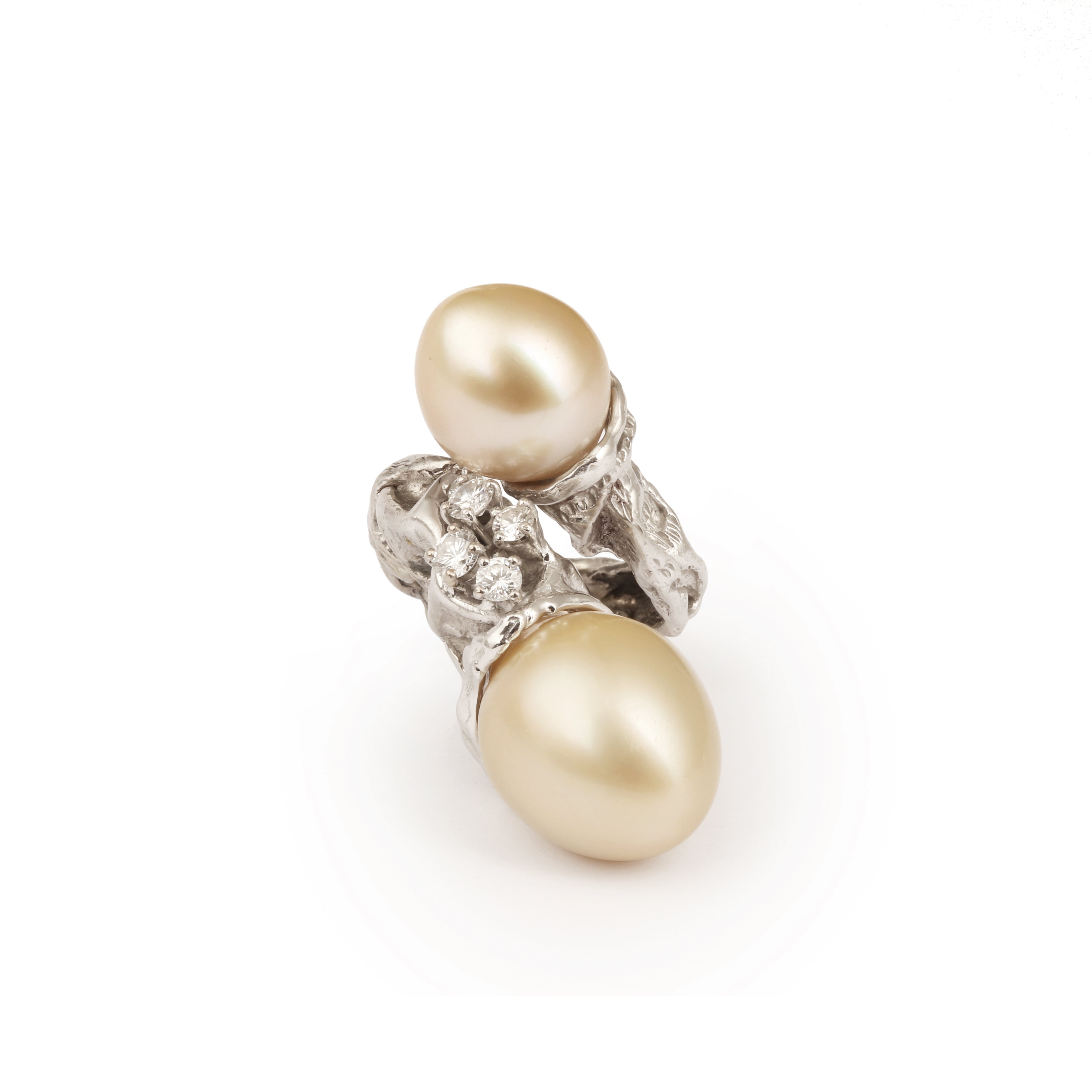 Gilbert Albert Gold Pearls Diamonds 18 Carat White Gold Cocktail Ring – Les  Pierres de Julie