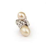 Gilbert Albert Gold Pearls Diamonds 18 Carat White Gold Cocktail Ring