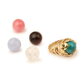 Gilbert Albert 5 Interchangeable Beads 18 Carats Yellow Gold Cocktail Ring