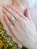 Bague Gilbert Albert Serpent Perle Diamants Or Jaune 18 Carats