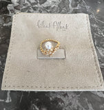 Bague Gilbert Albert Serpent Perle Diamants Or Jaune 18 Carats