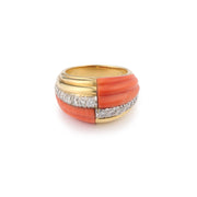 Kutchinsky Coral Diamonds 18 Carat Yellow Gold Ring