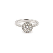 Bague Marguerite Diamants 0.60 Carats F SI Or Gris 18 Carats (Certificat)