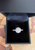 Bague Marguerite Diamants 0.60 Carats F SI Or Gris 18 Carats (Certificat)