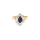 1.20 Carats Sapphire Diamonds 18 Carats Yellow Gold Pompadour Ring