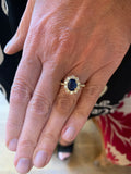 1.91 Carats Sapphire Diamonds 18 Carats Yellow Gold Pompadour Ring