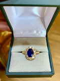 Bague Pompadour Saphir 1.91 Carats Diamants Or Jaune 18 Carats