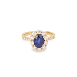1.91 Carats Sapphire Diamonds 18 Carats Yellow Gold Pompadour Ring