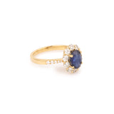 1.91 Carats Sapphire Diamonds 18 Carats Yellow Gold Pompadour Ring