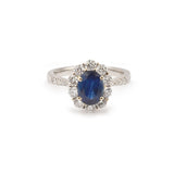 1.92 Carats Sapphire Diamonds 18 Carats white Gold Pompadour Ring