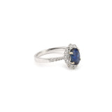 1.92 Carats Sapphire Diamonds 18 Carats white Gold Pompadour Ring