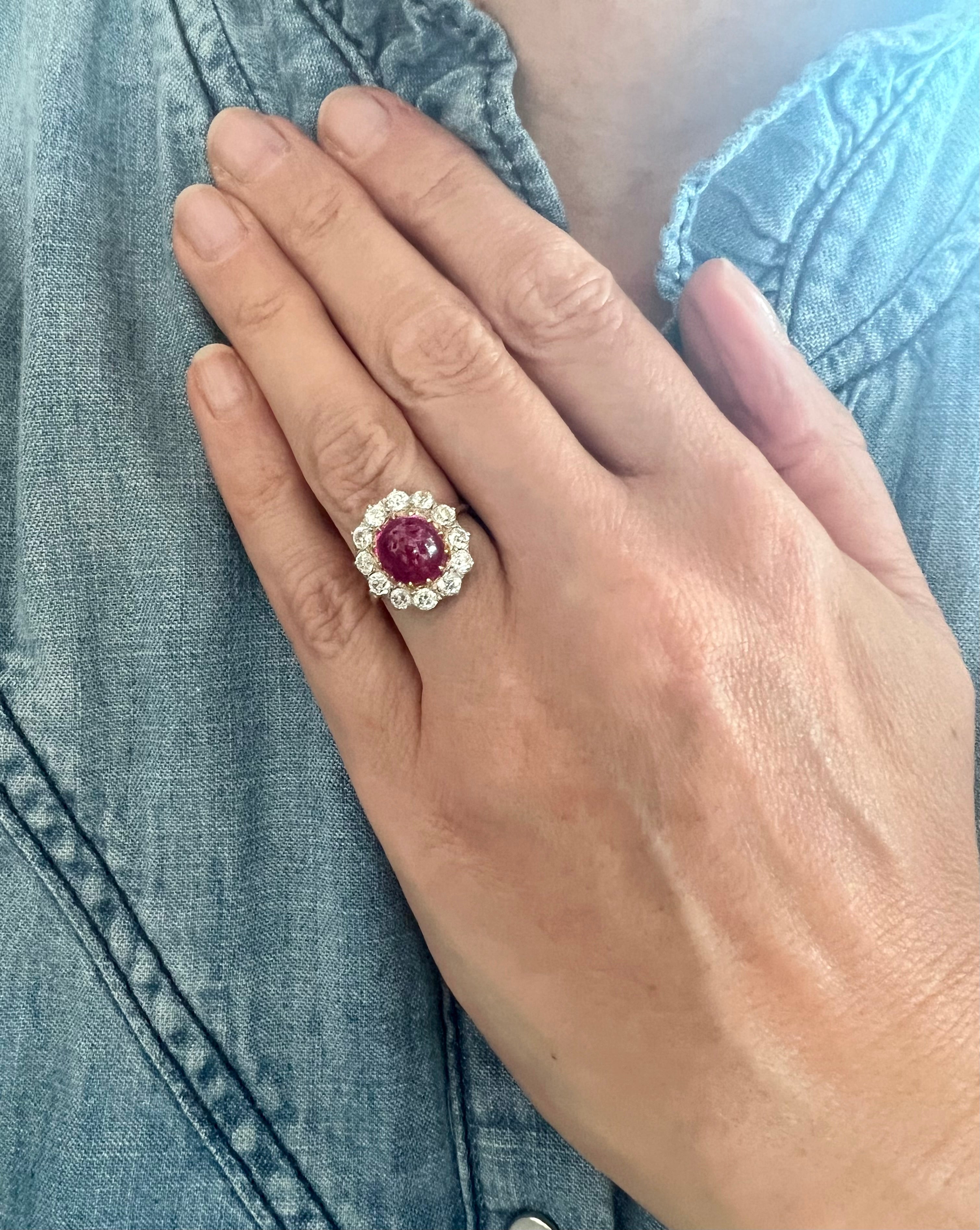 Kazanjian Ruby, 8.10 Carats, & Diamond Ring in Platinum & 18K Yellow G