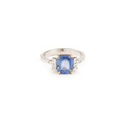 Certified 2.25 Carats Unheated Ceylon Sapphire Diamonds 18 Carat White Gold Yellow Gold Ring