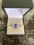 Certified 2.25 Carats Unheated Ceylon Sapphire Diamonds 18 Carat White Gold Yellow Gold Ring