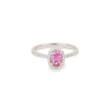 Bague Saphir Rose 0.78 Carats Diamants Or Gris 18 Carats