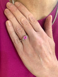 1.20 Carats Pink Sapphire Diamonds 18 Carats White Gold Ring