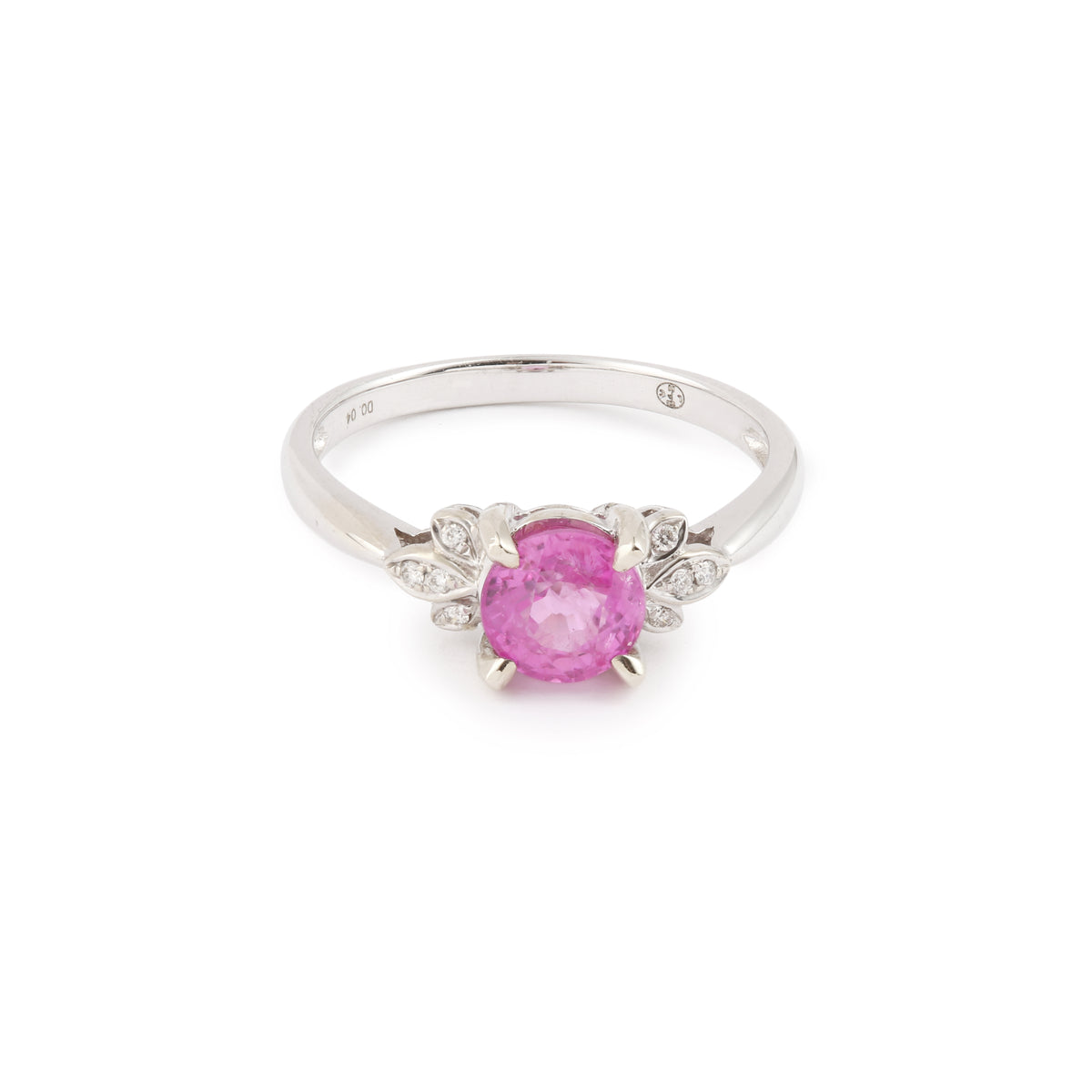 1.20 Carats Pink Sapphire Diamonds 18 Carats White Gold Ring