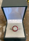 Bague Style Art Déco Diamants 1.50 Carats Rubis Or Gris 18 Carats (Certificat)