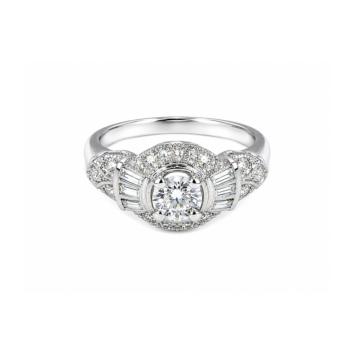 Bague Art-Déco Diamants 1.10 Carat Platine