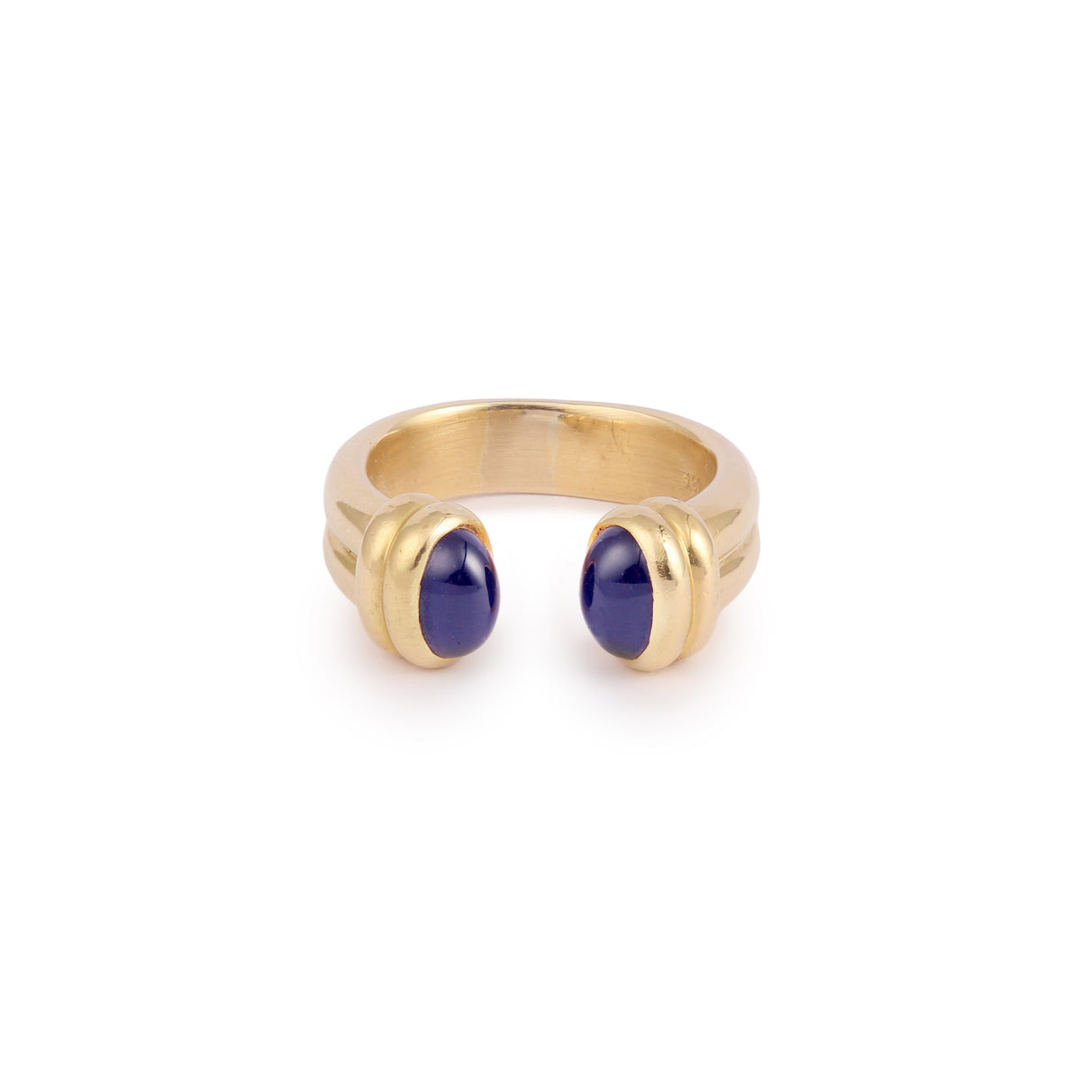 Bague Vintage Ouverte Saphirs Cabochons Or Jaune 18 Carats