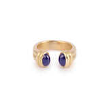 Bague Vintage Ouverte Saphirs Cabochons Or Jaune 18 Carats