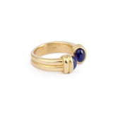 Bague Vintage Ouverte Saphirs Cabochons Or Jaune 18 Carats