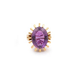 14 Carats Amethyst 18 Carats Yellow Gold Cocktail Ring