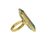 Bague Emeraude quartz rectangulaire Or jaune dépoli 18 Carats