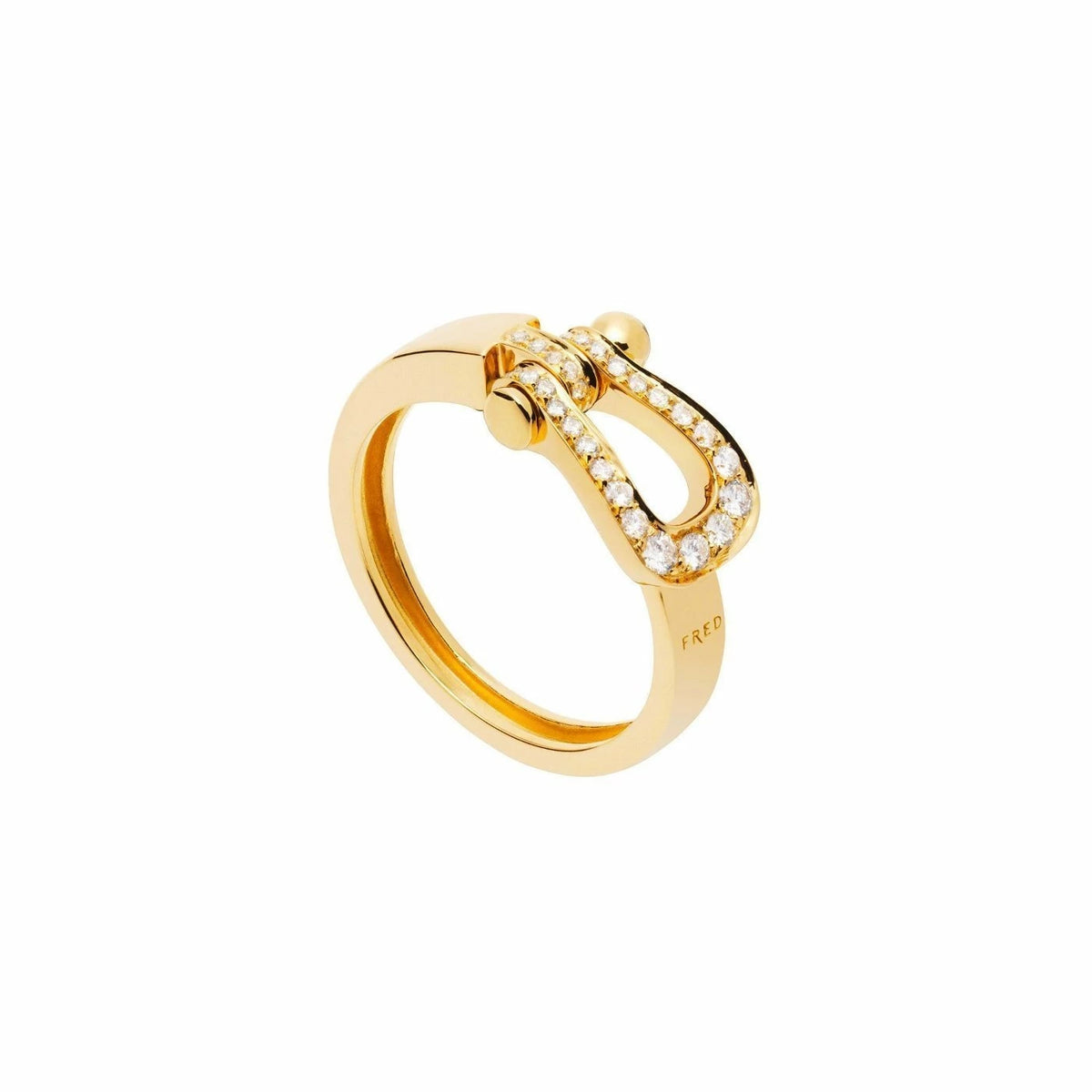 Bague Fred Force 10 Moyen Modèle Semi-Pavé Diamants Or Jaune 18 Carats