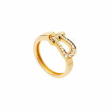 Bague Fred Force 10 Moyen Modèle Semi-Pavé Diamants Or Jaune 18 Carats