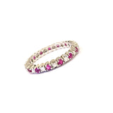 Vintage Rubies Diamonds 18 Carats White Gold Wedding Band