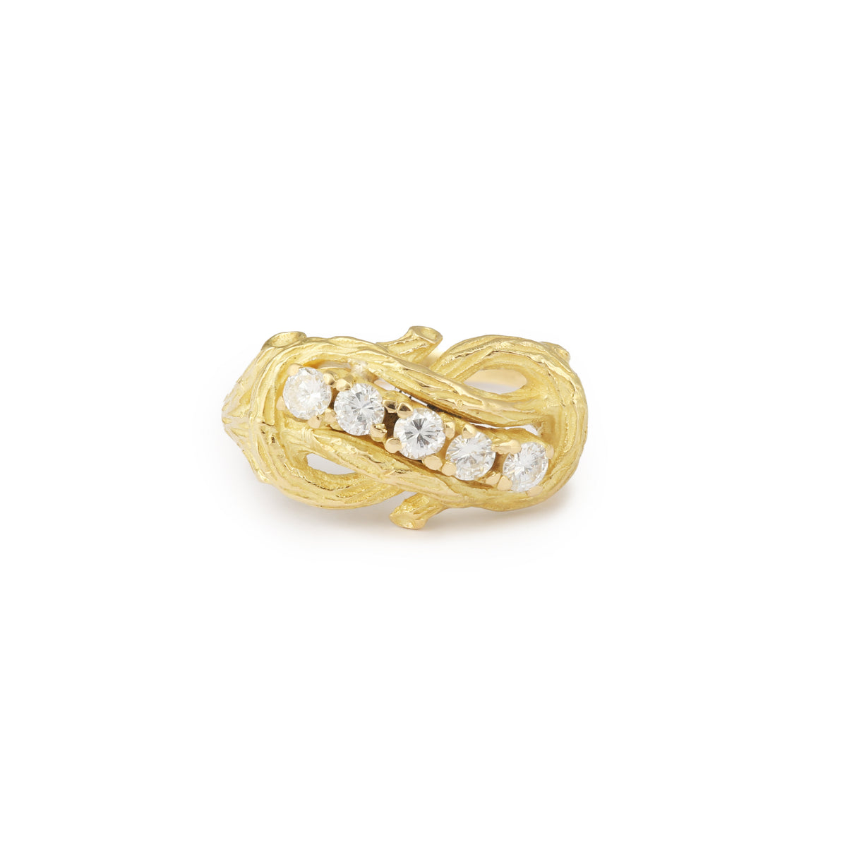 Vintage Diamonds 18 Carat Yellow Gold Wooden Branch Ring