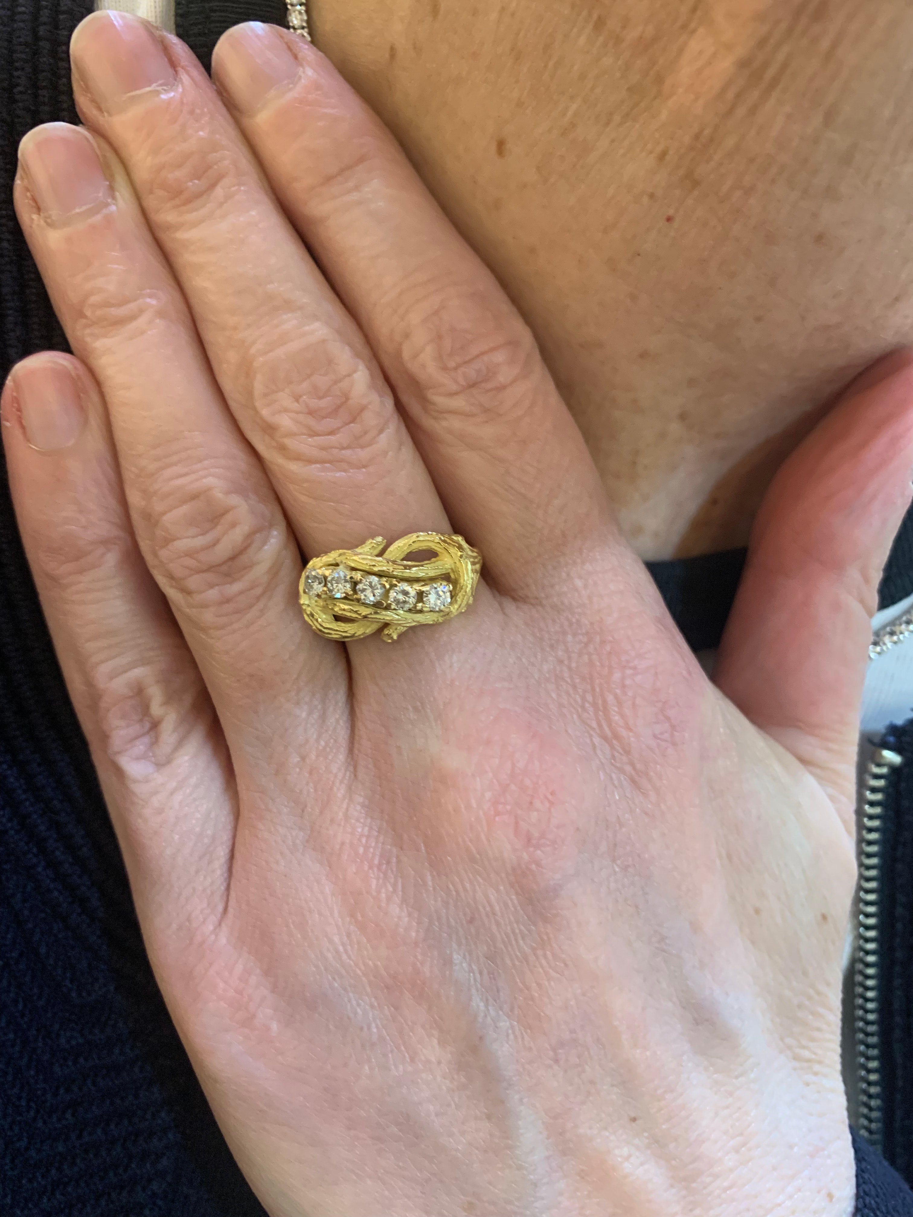 Bague Vintage Branchage Diamants Or Jaune 18 Carats