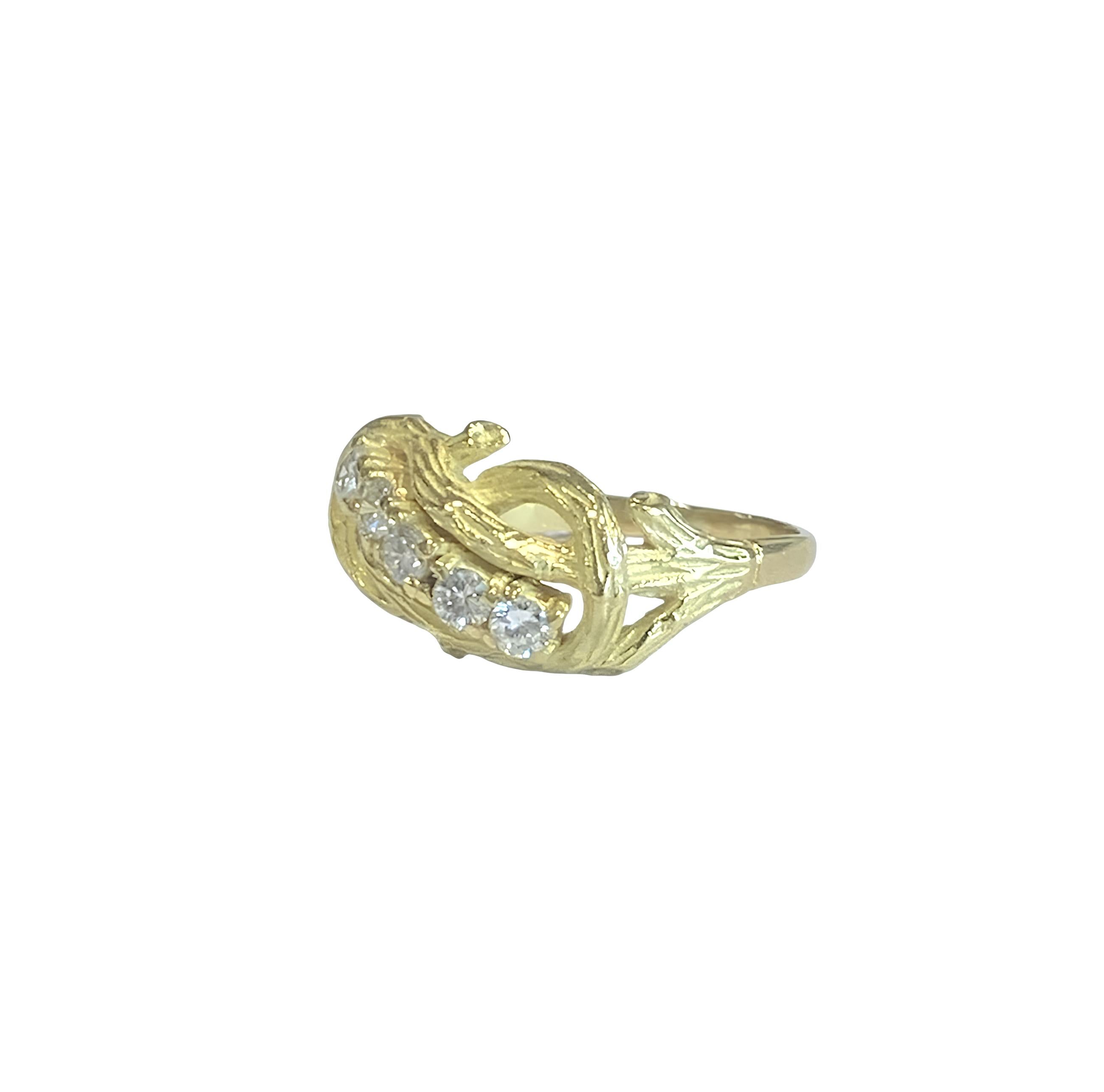 Bague Vintage Branchage Diamants Or Jaune 18 Carats