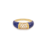 Lapis Lazuli Diamond 18 Carats Yellow Gold Band Ring 