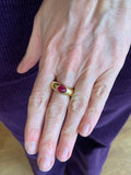 Bague Jonc Rubis Cabochon Or Jaune 18 Carats