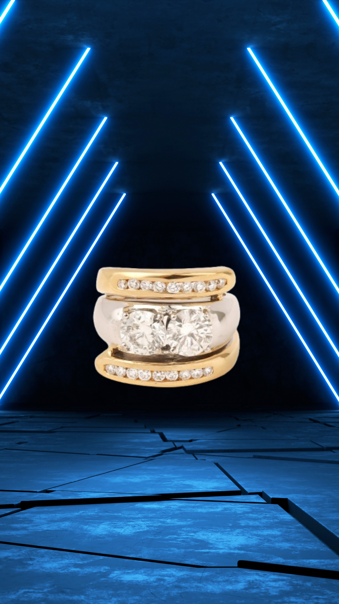 Bague Vintage Diamants 2 Carats 2 Ors 18 Carats