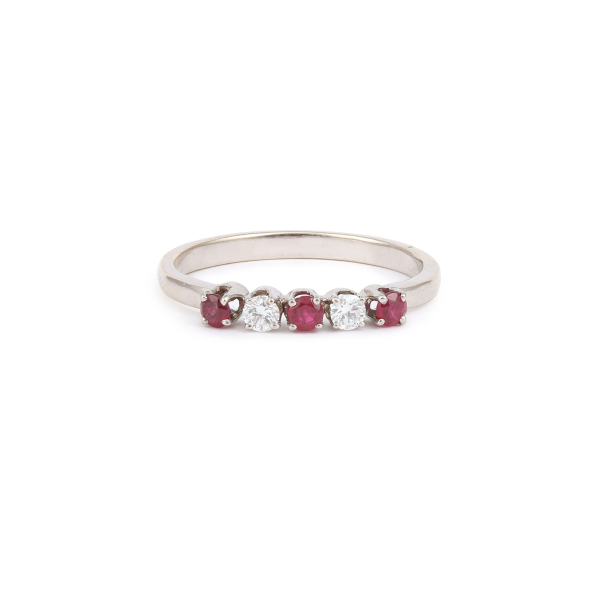 Rubies Diamonds 18 Carats White Gold Wedding Band